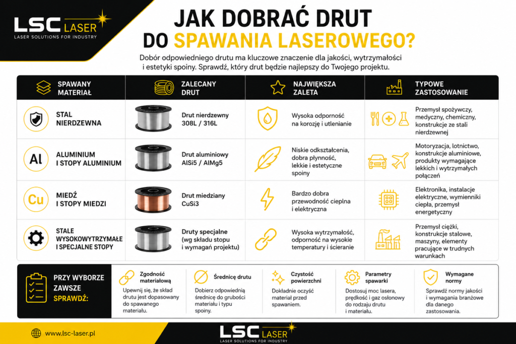jak dobrać drut do spawania laserowego
